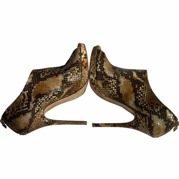Jimmy Choo Glint Snake Print Leather Peep Toe Heels Size 7 - Picture 5 of 13